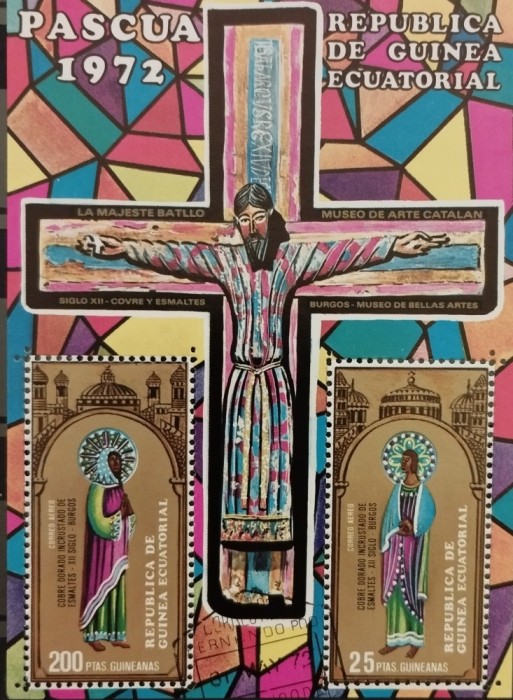BC208, Guinea Ecuatoriala 1972, colita picturi, Paste, stampilata