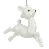 Ornament Crăciun Brad, Model Cerb, Culoare Alb Irizat, Dimensiuni 13x3x11 cm, Plastic