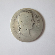 Rara! Franta 1 Franc 1812 B(Rouen) argint Napoleon I,moneda in stare slaba