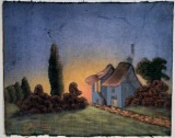 Casa in peisaj - semnat ilizibil 1948, Peisaje, Guasa, Altul