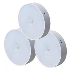 Set 3 Lampi de Veghe LED Luminos cu Senzor Miscare, USB, Magnet Alb Rece foto