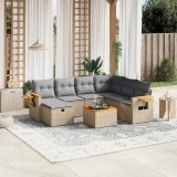 vidaXL Set canapele de grădină, 8 piese, cu perne, bej, poliratan 3265553
