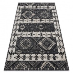 Covor modern MUNDO E0651 etnic exterior bej / negru, 80x150 cm