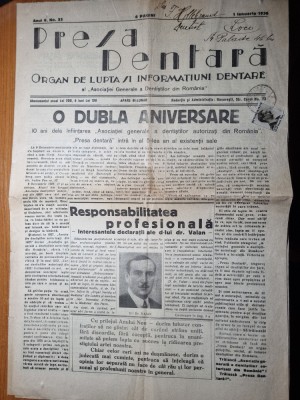 ziarul presa dentara 1 ianuarie 1936 - asociatia dentistilor din romania foto