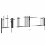 vidaXL Poartă gard pentru grădină cu v&acirc;rf suliță, negru 5 x 1,5 m