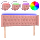 Tablie de pat cu LED, roz, 147x16x78/88 cm, catifea