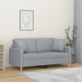 Gossi canapea cu 2 locuri cu pernute, gri deschis, 140 cm, textil