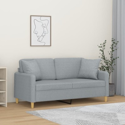 Gossi canapea cu 2 locuri cu pernute, gri deschis, 140 cm, textil foto