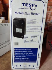 Vand soba pe gaz TESY MOBILE GAS HEATER, utilata cu furtun, valva de siguranta si butelie gaz.