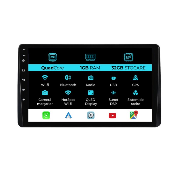 Navigatie Dedicata Dacia Duster (2018 - 2022) 10 Inch, 1Gb Ram, 32Gb stocare, Carplay