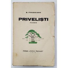 BENJAMIN FUNDOIANU, PRIVELISTI, POEME, 1930 CU UN PORTRET DE C. BRANCUSI