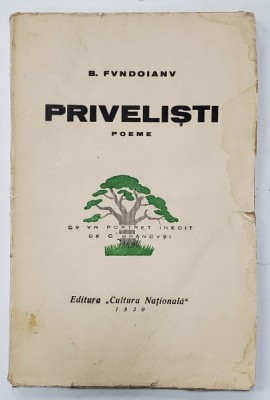 BENJAMIN FUNDOIANU, PRIVELISTI, POEME, 1930 CU UN PORTRET DE C. BRANCUSI foto