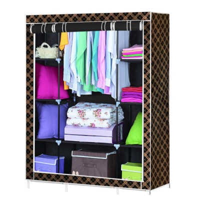 Dulap textil 170 cm, maro cu negru, 4 nivele, 153NT foto