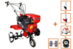 Motocultor LC850 Putere 5.2 kW 7 CP Loncin, cu Roti de cauciuc, Plug, Ratita reglabila, Prasitoare si Roti metalice, 90 cm foto