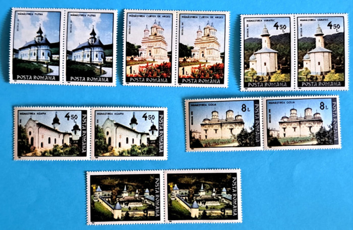 TIMBRE ROM&Acirc;NIA L.P.1255/1991 L.P.1255/1991 -M&Acirc;NĂSTIRI -Serie in pereche -MNH