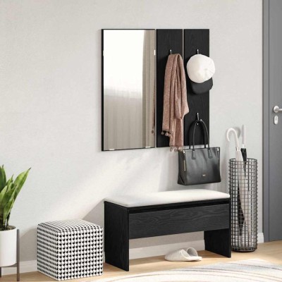 Set mobilier de hol, stejar negru, lemn prelucrat foto