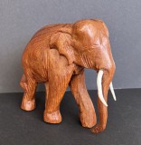 Elefant (2) - statueta 16cm din lemn natur, sculptura vintage, specie protejata