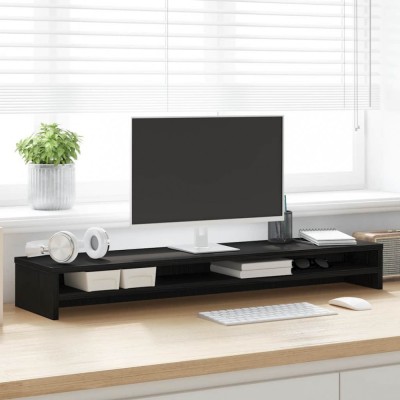 vidaXL Suport pentru monitor Stejar negru 100x24x13 cm lemn prelucrat foto