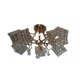 Lustra Rich 10180/5, rotund, 5*e27, schelet auriu, abajur semitransparent cristal