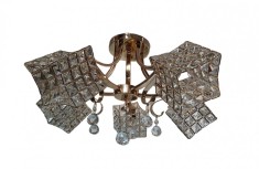 Lustra Rich 10180/5, rotund, 5*e27, schelet auriu, abajur semitransparent cristal foto