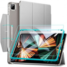 Set husa si folie de protectie ESR Ascend Trifold compatibil cu iPad Pro 12.9 inch (2021) Grey foto