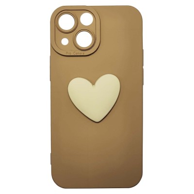 Husa compatibila cu Apple iPhone 13 Mini model Big Heart 5D, Maro, Silicon, TPU, Viceversa foto