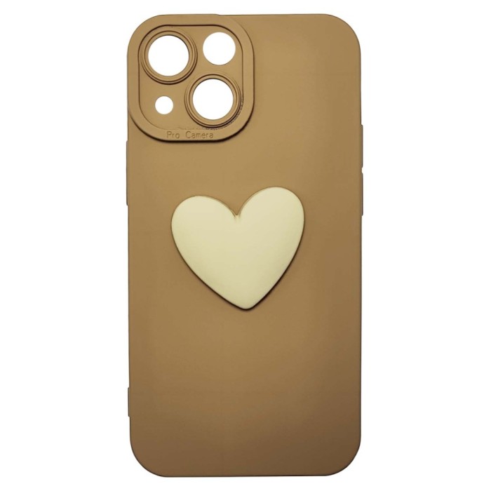 Husa compatibila cu Apple iPhone 13 Mini model Big Heart 5D, Maro, Silicon, TPU, Viceversa