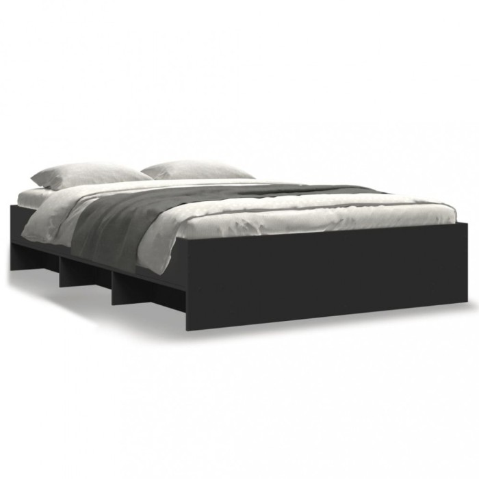 vidaXL Cadru de pat, negru ,135x190 cm, lemn prelucrat