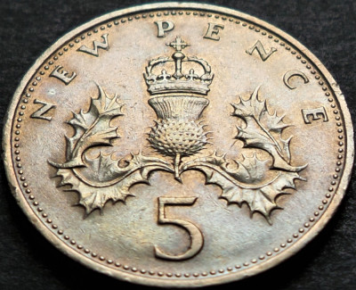 Moneda 5 NEW PENCE - MAREA BRITANIE / ANGLIA, anul 1970 *cod 4555 foto