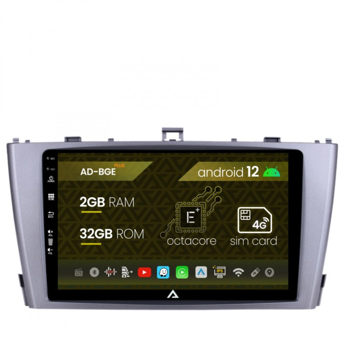 Navigatie Toyota Avensis (2008-2015), Android 12, E-Octacore 2GB RAM + 32GB ROM, 9 Inch - AD-BGE9002+AD-BGRKIT093