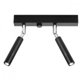 Lampă De Tavan Eyetech Negru Aluminiu 2 Becuri Tub Modern De Interior