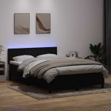 Cumpara ieftin Pat box spring cu saltea, negru, 160x210 cm, catifea