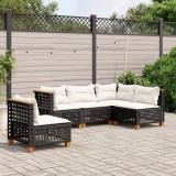 Cumpara ieftin Gossi set mobilier de gradina cu perne, 5 piese, negru, poliratan