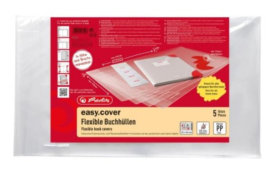 Set 5 coperti Herlitz 50014750 de plastic, 58.5 x 34 cm + 5 etichete si 24 protectii pentru colturi - RESIGILAT foto