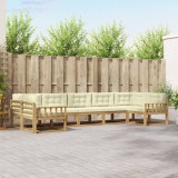 vidaXL Set de canapele de exterior cu pernă 7 pcs Alb și crem 3386964