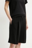 MICHAEL Michael Kors pantaloni scurti femei, culoarea negru, neted, high waist, MS530TDENX