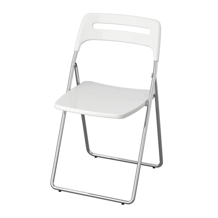 Scaun pliant, inaltime 76 cm, suporta maxim 100 kg, maner decupat, Alb