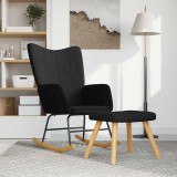 Cumpara ieftin Scaun balansoar cu taburet, negru, textil