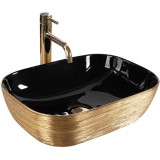 Lavoar pe blat Rea Belinda BLACK BRUSH GOLD