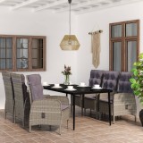 vidaXL Set de servit masa pentru grădină, 7 piese, gri și negru
