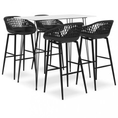 vidaXL Set mobilier de bar, 5 piese, alb ?i negru foto