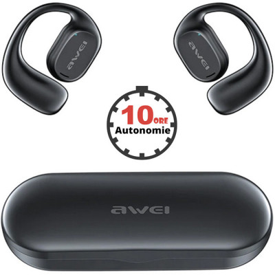 Casti wireless AWEI T69 Sport + AIR Conduction Bluetooth 5.2 IPX6 Black foto
