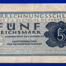 (2) BANCNOTA (CERTIF COMPENSARE) GERMANIA - 5 REICHSMARK 1944, TRUPELE WEHRMACHT