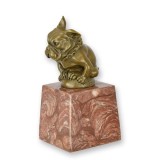 Buldog-statueta bronz cu soclu marmura BJ-90
