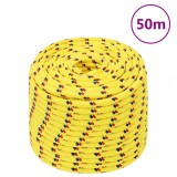 VidaXL Fr&acirc;nghie de barcă, galben, 14 mm, 50 m, polipropilenă