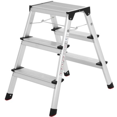 SONGMICS Scara dubla din aluminiu, multifunctionala, sarcina 150kg, cu 3 trepte, 59x44x62cm Household NewTrend foto