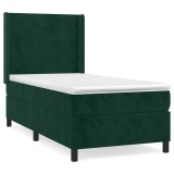 Cumpara ieftin Pat box spring cu saltea, verde inchis, 100x200 cm, catifea