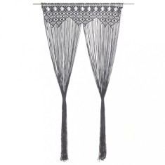 vidaXL Perdea macrame, antracit, 140 x 240 cm, bumbac