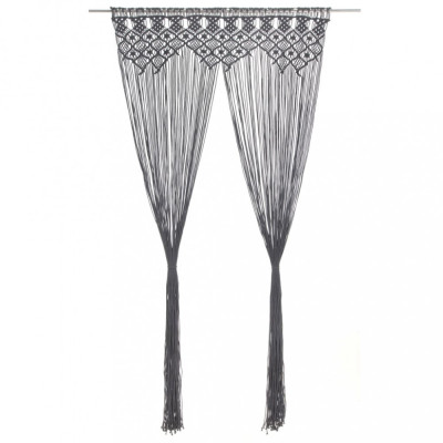 vidaXL Perdea macrame, antracit, 140 x 240 cm, bumbac foto