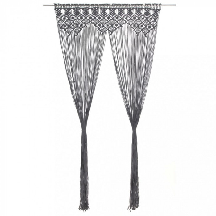 vidaXL Perdea macrame, antracit, 140 x 240 cm, bumbac